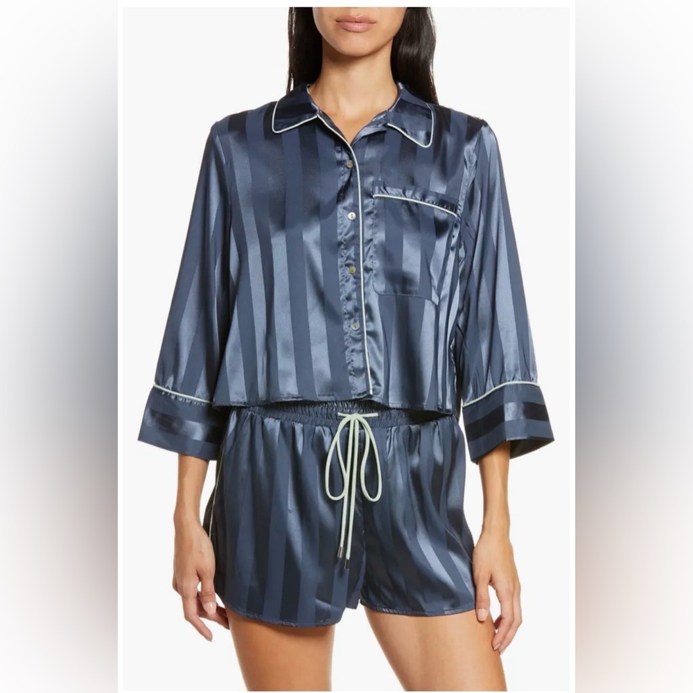 Free People Pillow Talk Satin Stripe Short Pajamas Size XS/S READ